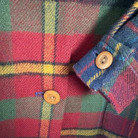 Talbots Womens Sm Plaid Wool Jacket Red Lined Blue Corduroy Collar Chore Rustic - Picture 3 of 7